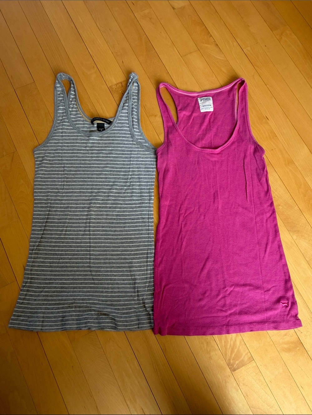 Victoria's Secret Gray & White Striped Scoop Tank